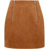 imageIDEALSANXUN Suede Skirts for Women High Waisted Bodycon Mini Skirt with Double ZipperBrown