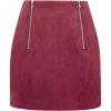 imageIDEALSANXUN Suede Skirts for Women High Waisted Bodycon Mini Skirt with Double ZipperWine