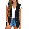 imageIDEALSANXUN Womens Double Breasted Vest Tops Sleeveless Blazer Spring Summer Suit JacketsBlack