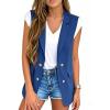 imageIDEALSANXUN Womens Double Breasted Vest Tops Sleeveless Blazer Spring Summer Suit JacketsBlue