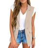 imageIDEALSANXUN Womens Double Breasted Vest Tops Sleeveless Blazer Spring Summer Suit JacketsKhaki