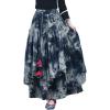 imageIDEALSANXUN Womens Elastic Waist Aline Cotton Lined Retro Maxi Hem Pleated Long SkirtsPrint 001