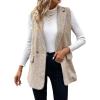 imageIDEALSANXUN Womens Herringbone Print Vest Fall Winter Double Breasted Sleeveless Blazer JacketsKhaki