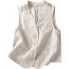 imageIDEALSANXUN Womens Linen Vest Casual Lightweight Sleeveless Blazer Spring Summer JacketsBeige
