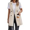 imageIDEALSANXUN Womens Long Linen Vest Dressy Sleeveless Blazer Jackets Outerwear TopsBeige