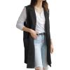 imageIDEALSANXUN Womens Long Linen Vest Tops Casual Spring Summer Lightweight JacketsBlack