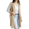 imageIDEALSANXUN Womens Long Linen Vest Tops Casual Spring Summer Lightweight JacketsKhaki