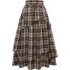 imageIDEALSANXUN Womens Long Plaid Skirts High Waisted A Line Renaissance Maxi Skirt with PocketsBrown