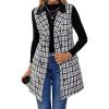 imageIDEALSANXUN Womens Long Tweed Vest Fall Winter Sleeveless Blazer Jackets Trench CoatBlack