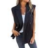 imageIDEALSANXUN Womens Long Vest Spring Fall Sleeveless Blazer Suit Jackets Trench Coat TopsBlack