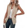 imageIDEALSANXUN Womens Vest Fashion Dressy Notch Lapel Sleeveless Blazer Suit Jackets Office Work ClothesKhaki