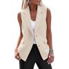 imageIDEALSANXUN Womens Vests Fashion Casual Dressy Sleeveless Blazer Suit Vest TopsBeige