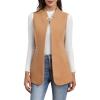 imageIDEALSANXUN Wool Long Vest for Women Sleeveless Blazer Fall Winter Jackets Trendy Open Front Cardigan Trench Coat OuterwearCamel