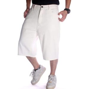 imageIDEALSANXUN Baggy Jean Shorts for Men Jorts Casual Loose Fit Long Denim ShortsWhite
