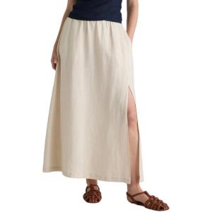 imageIDEALSANXUN Linen Skirts for Women Summer A Line Elastic High Waisted Long Maxi Skirt with SlitBeige