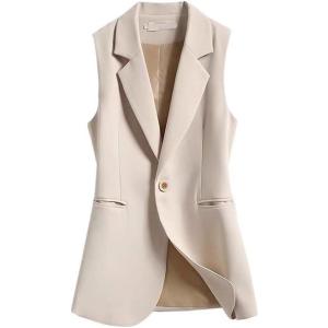 imageIDEALSANXUN Long Vest for Women Sleeveless Blazer Jackets Vest TopsBeige