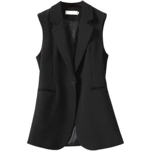 imageIDEALSANXUN Long Vest for Women Sleeveless Blazer Jackets Vest TopsBlack