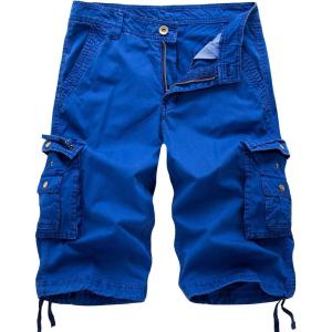 imageIDEALSANXUN Mens Casual Loose Fit MultiPockets Military Cargo ShortsBlue