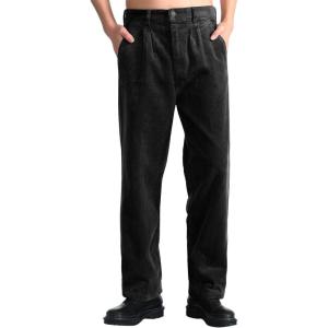 imageIDEALSANXUN Mens Corduroy Pants Casual Straight Leg Pleated Dress Pants1black