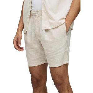 imageIDEALSANXUN Mens Pleated Front Linen Shorts Summer Casual Slim Fit Dress ShortsBeige