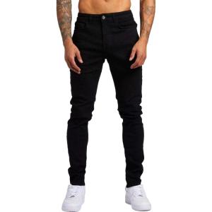 imageIDEALSANXUN Mens Slim Fit Stretch Jeans Denim Pants Casual Skinny Jean TrousersBlack