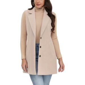 imageIDEALSANXUN Plaid Vest for Women Fall Winter Sleeveless Blazer JacketsPure Beige
