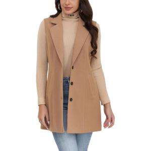 imageIDEALSANXUN Plaid Vest for Women Fall Winter Sleeveless Blazer JacketsPure Camel