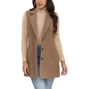 imageIDEALSANXUN Plaid Vest for Women Fall Winter Sleeveless Blazer JacketsPure Dark Khaki