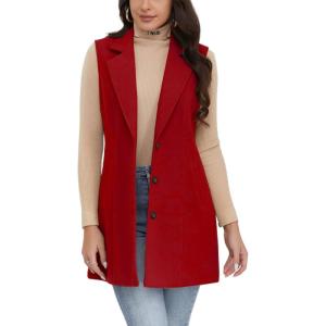 imageIDEALSANXUN Plaid Vest for Women Fall Winter Sleeveless Blazer JacketsPure Maple Red