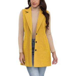 imageIDEALSANXUN Plaid Vest for Women Fall Winter Sleeveless Blazer JacketsPure Yellow