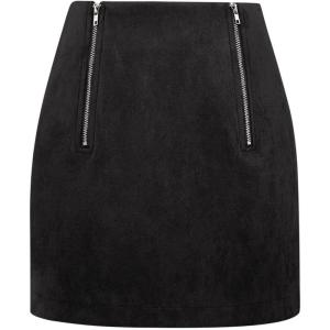 imageIDEALSANXUN Suede Skirts for Women High Waisted Bodycon Mini Skirt with Double ZipperBlack