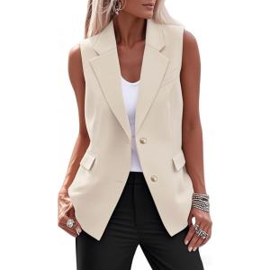 imageIDEALSANXUN Womens Vests Fashion Casual Dressy Sleeveless Blazer Suit Vest TopsBeige