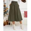 imageIDEALSANXUN Womens Corduroy Skirts Fall Winter High Waisted A Line Pleated Midi SkirtArmy