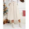 imageIDEALSANXUN Womens Corduroy Skirts Fall Winter High Waisted A Line Pleated Midi SkirtBeige