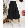 imageIDEALSANXUN Womens Corduroy Skirts Fall Winter High Waisted A Line Pleated Midi SkirtBlack