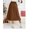 imageIDEALSANXUN Womens Corduroy Skirts Fall Winter High Waisted A Line Pleated Midi SkirtBrown