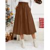 imageIDEALSANXUN Womens Corduroy Skirts Fall Winter High Waisted A Line Pleated Midi SkirtBrown
