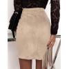 imageIDEALSANXUN Fringe Suede Skirt for Women High Waisted Fall Winter Tassel Short Mini Skirt 2025Beige