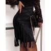 imageIDEALSANXUN Fringe Suede Skirt for Women High Waisted Fall Winter Tassel Short Mini Skirt 2025Black