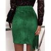imageIDEALSANXUN Fringe Suede Skirt for Women High Waisted Fall Winter Tassel Short Mini Skirt 2025Green