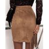 imageIDEALSANXUN Fringe Suede Skirt for Women High Waisted Fall Winter Tassel Short Mini Skirt 2025Khaki