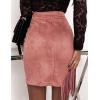 imageIDEALSANXUN Fringe Suede Skirt for Women High Waisted Fall Winter Tassel Short Mini Skirt 2025Pink