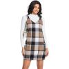 imageIDEALSANXUN Womens Plaid Overall Dress Fall Winter V Neck Sleeveless Pinafore Jumper Dress OverallsBrown New