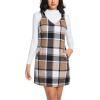 imageIDEALSANXUN Womens Plaid Overall Dress Fall Winter V Neck Sleeveless Pinafore Jumper Dress OverallsBrown New