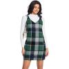 imageIDEALSANXUN Womens Plaid Overall Dress Fall Winter V Neck Sleeveless Pinafore Jumper Dress OverallsGreen