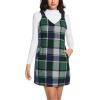 imageIDEALSANXUN Womens Plaid Overall Dress Fall Winter V Neck Sleeveless Pinafore Jumper Dress OverallsGreen