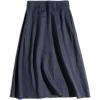imageIDEALSANXUN Linen Skirts for Women A Line Lightweight Casua Elastic High Waisted 2024 Summer Midi Skirt with PocketsNavy