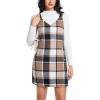 imageIDEALSANXUN Womens Plaid Overall Dress Fall Winter V Neck Sleeveless Pinafore Jumper Dress OverallsBrown New