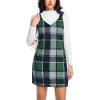 imageIDEALSANXUN Womens Plaid Overall Dress Fall Winter V Neck Sleeveless Pinafore Jumper Dress OverallsGreen