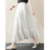 imageIDEALSANXUN White Linen Skirts for Women 2024 Summer Tiered Flowy A Line Elastic High Waisted Skirt with LiningWhite